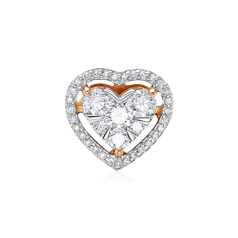 Кулон Сердце с бриллиантами из красного золота 585 пробы, фото № 1
