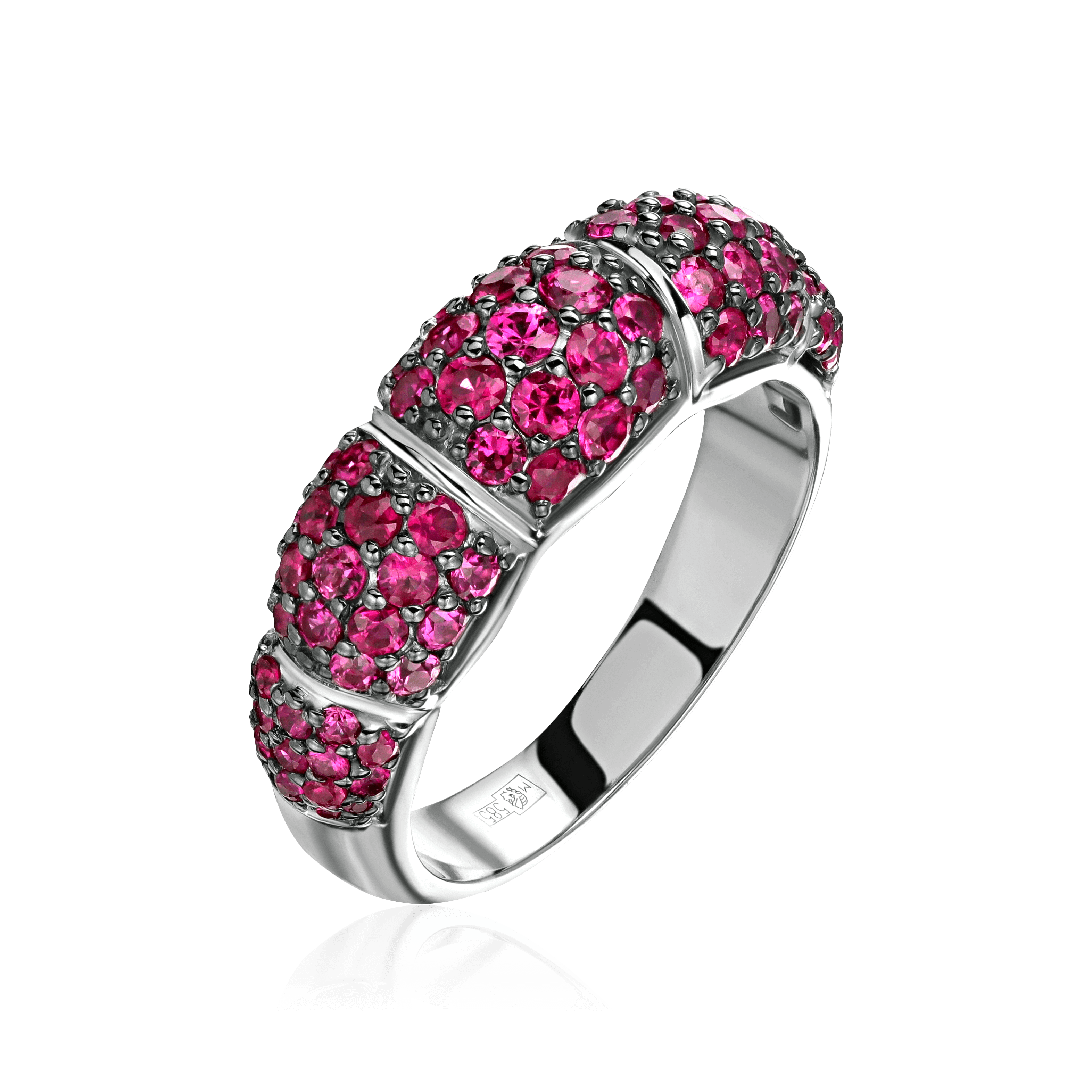 Кольцо с рубином из белого золота 585 пробы, фото № 1