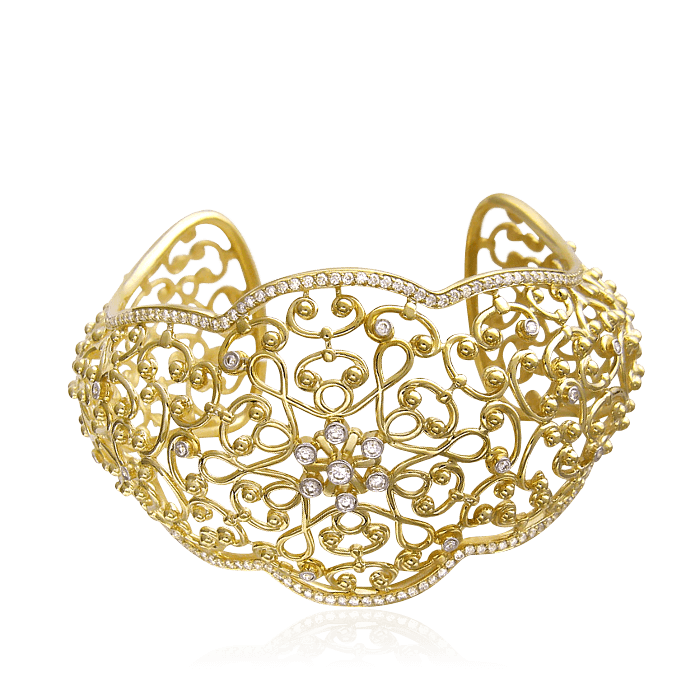 Браслет с бриллиантами из желтого золота 750 пробы из коллекции Византия (Bergio), фото № 1