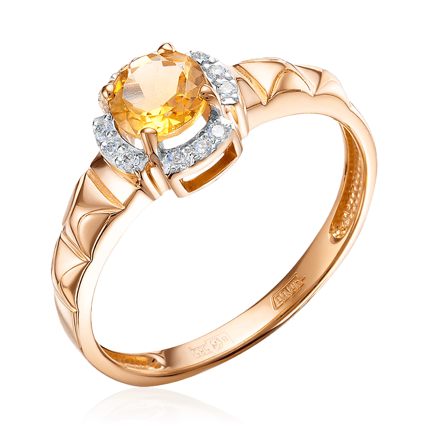Кольцо с турмалином, бриллиантами из красного золота 585 пробы (арт. 100186)