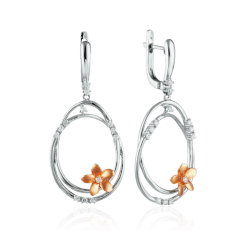 Серьги с бриллиантами из комбинированного золота 585 пробы (арт. 40424)