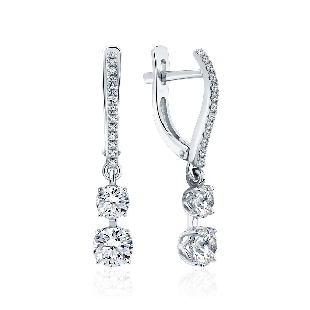 Серьги с бриллиантами из белого золота 585 пробы (арт. 131628)