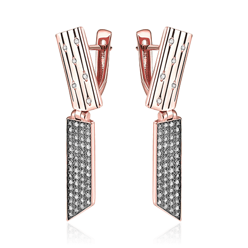 Серьги с бриллиантами из красного золота 585 пробы (арт. 79980)