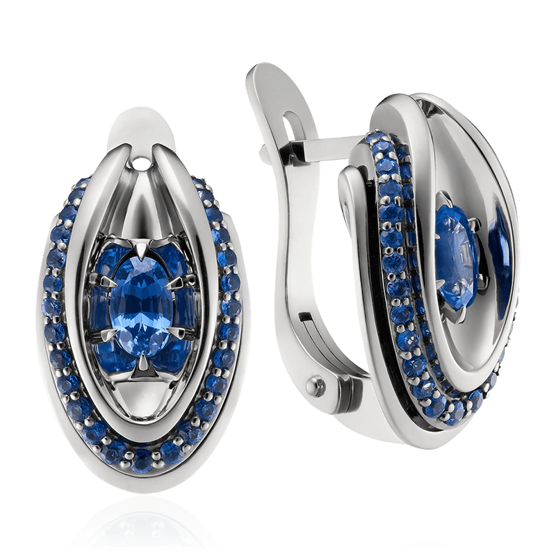 

Серьги с сапфиром из белого золота 585 пробы
