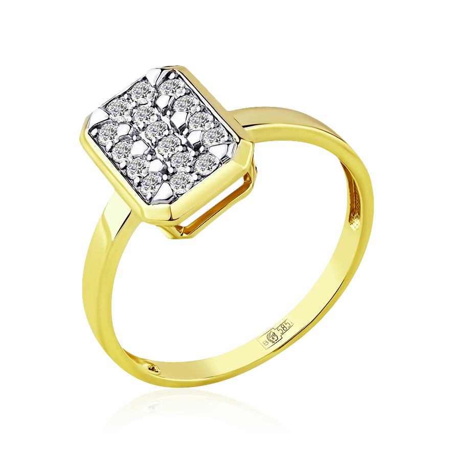 Кольцо с бриллиантами из желтого золота 585 пробы (арт. 95930)