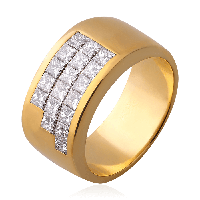 Кольцо с бриллиантами из желтого золота 750 пробы (арт. 75515)