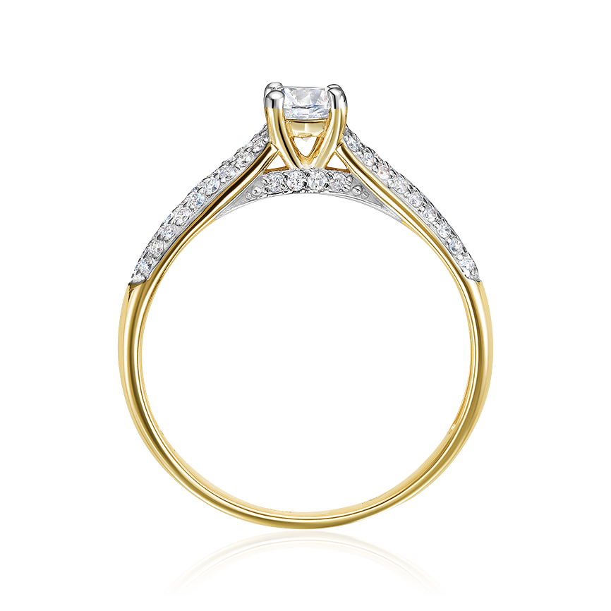 Кольцо с бриллиантами из желтого золота 585 пробы, фото № 2