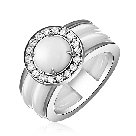 Кольцо с бриллиантами из белого золота 585 пробы (арт. 48709)