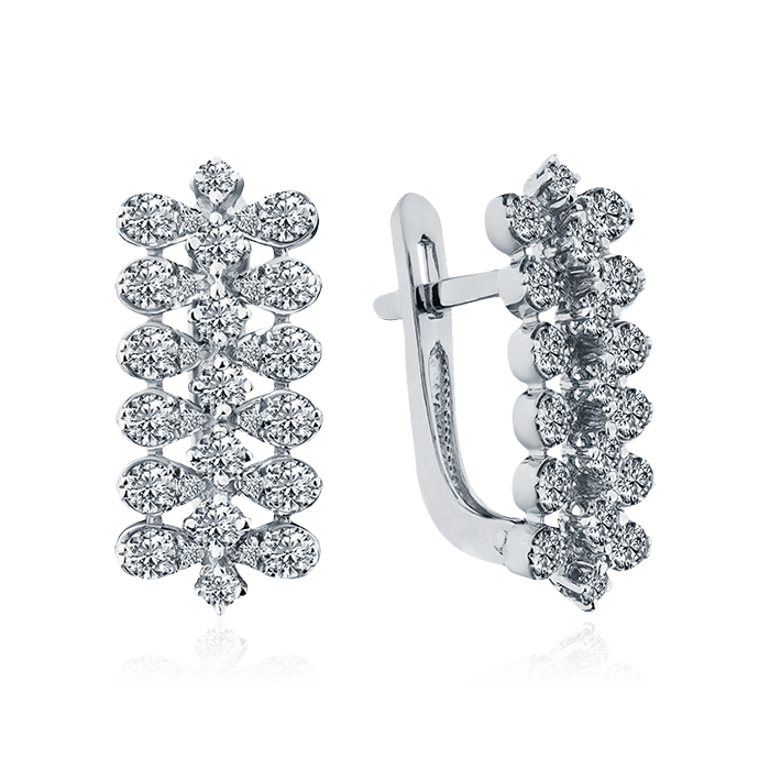 Серьги с бриллиантами из белого золота 585 пробы (арт. 81871)
