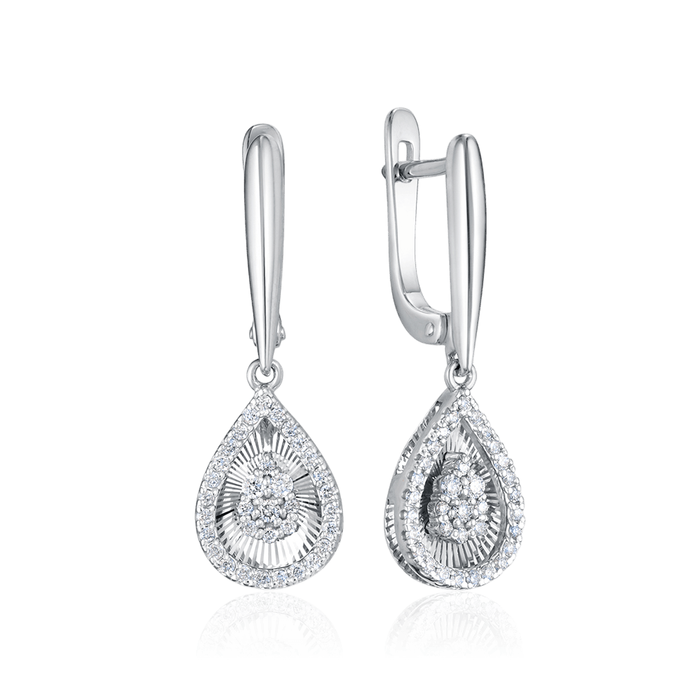 Серьги с бриллиантами из белого золота 585 пробы (арт. 129071)