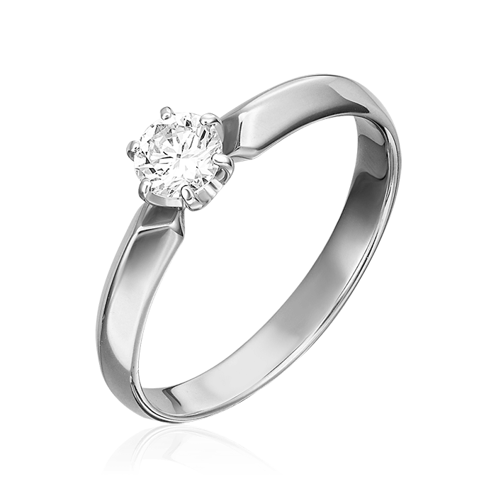Кольцо с 1 бриллиантом из белого золота 585, фото № 1