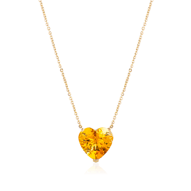 Золотое колье с цитрином в огранке «сердце» 585 пробы, фото № 1
