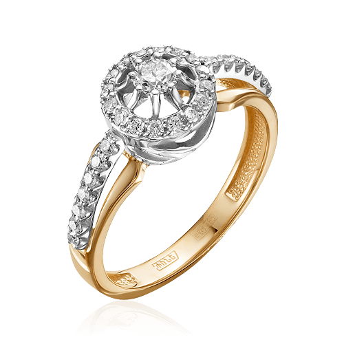 Кольцо с бриллиантами из комбинированного золота 585 (арт. 68238)