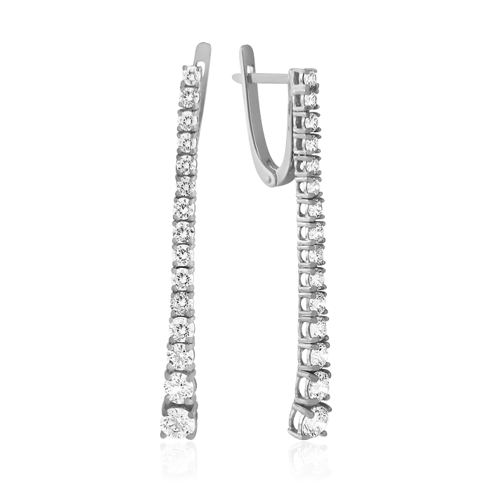 Серьги с бриллиантами из белого золота 585 пробы, фото № 1