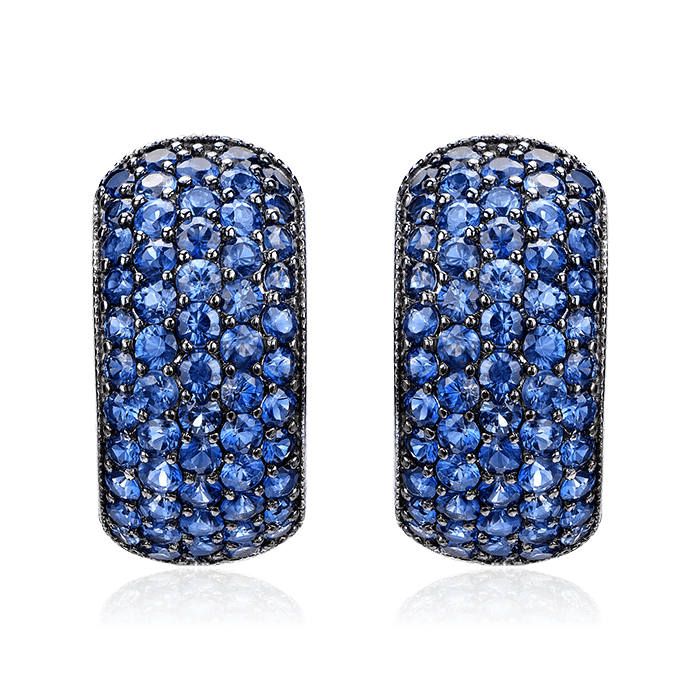 Серьги с сапфиром из белого золота 585 пробы (арт. 75341)