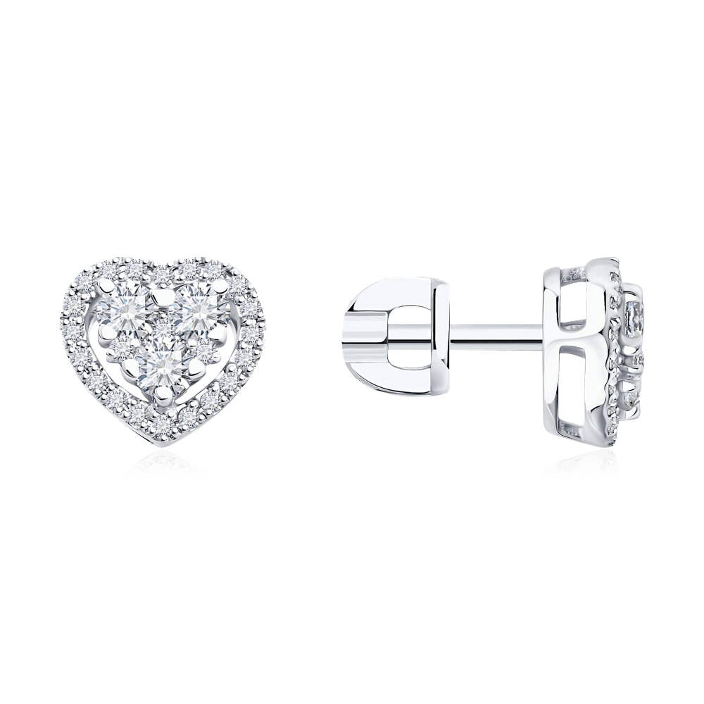 Серьги с бриллиантами из белого золота 585 пробы, фото № 1
