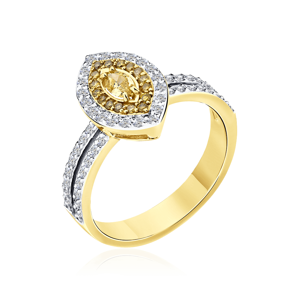 Кольцо с бриллиантами из желтого золота 585 пробы (арт. 103407)