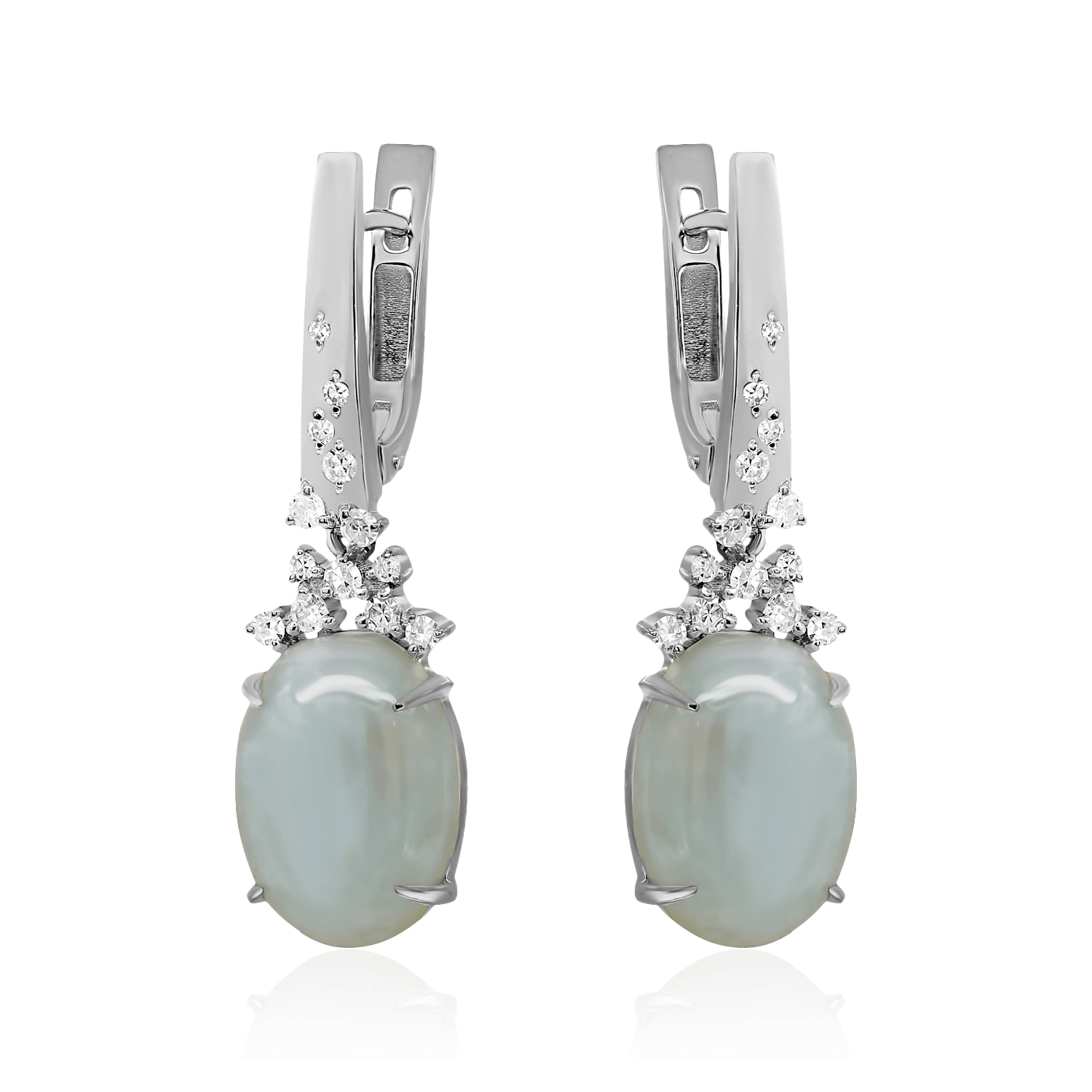 Серьги с бриллиантами, аквамарином из белого золота 585 пробы (арт. 121560)