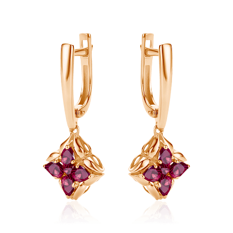 Серьги с рубином из красного золота 585 пробы, фото № 1