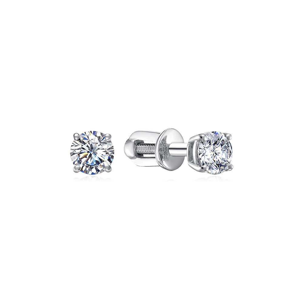 Серьги с бриллиантами из белого золота 585 пробы, фото № 1