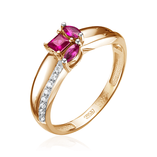 Кольцо с рубином, бриллиантами из комбинированного золота 585 пробы (арт. 58385)