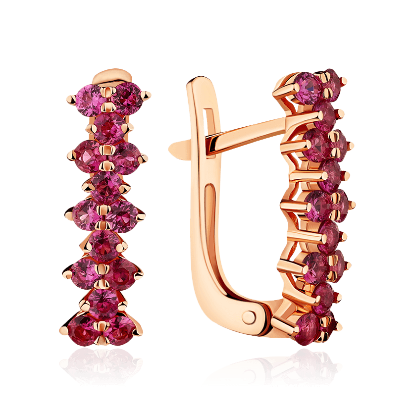 Серьги с рубином из красного золота 585 пробы (арт. 86039)