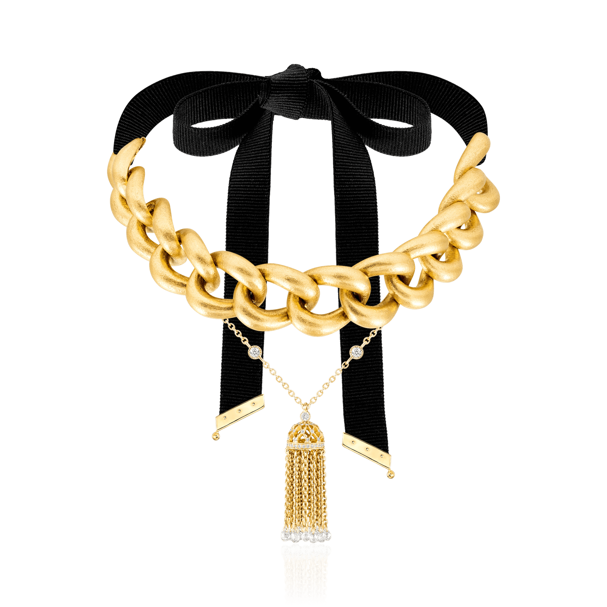 Колье-браслет с белыми сапфирами и бриллиантами из желтого золота 750 пробы, фото № 2