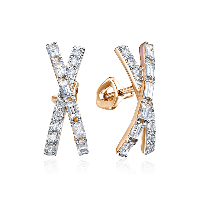 Серьги с бриллиантами из красного золота 585 пробы (арт. 118690)