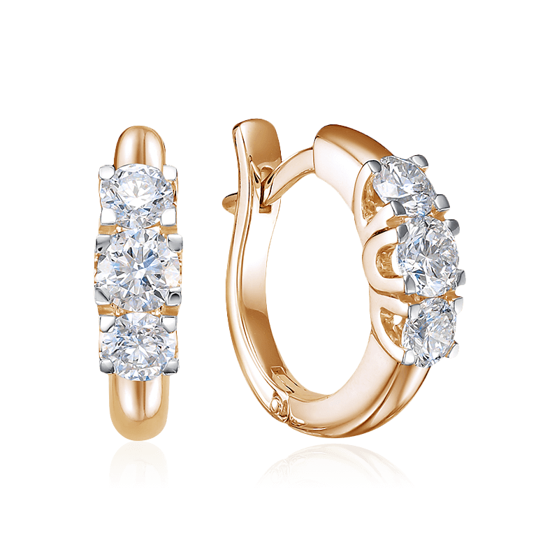 Серьги с бриллиантами из красного золота 585 пробы (арт. 122468)