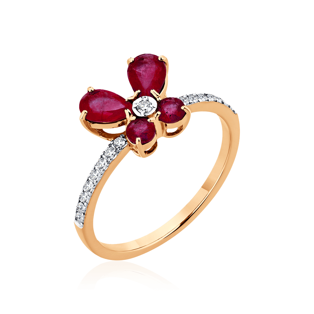 Кольцо с рубином, бриллиантами из красного золота 585 пробы (арт. 103354)
