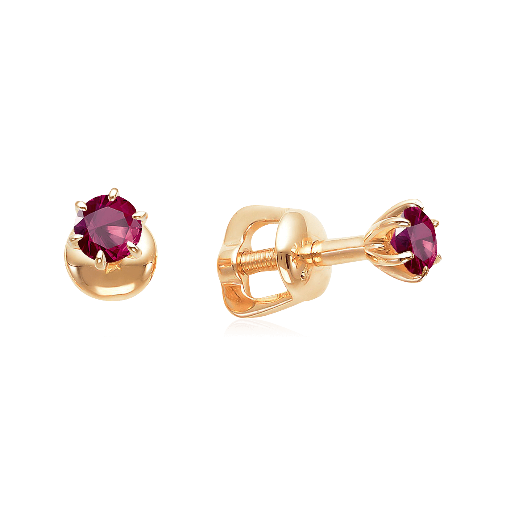 Серьги с рубином из красного золота 585 пробы, фото № 1