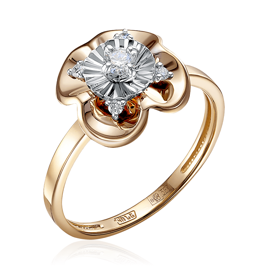 Кольцо с бриллиантами из комбинированного золота 585 (арт. 85520)