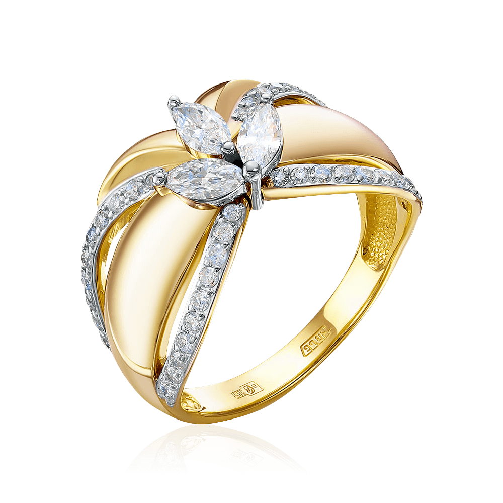 Кольцо с бриллиантами из желтого золота 585 пробы (арт. 96986)