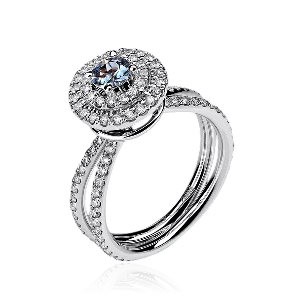 Кольцо из коллекции BRIDAL с бриллиантами, сапфиром фантазийным из белого золота 750 пробы, фото № 1