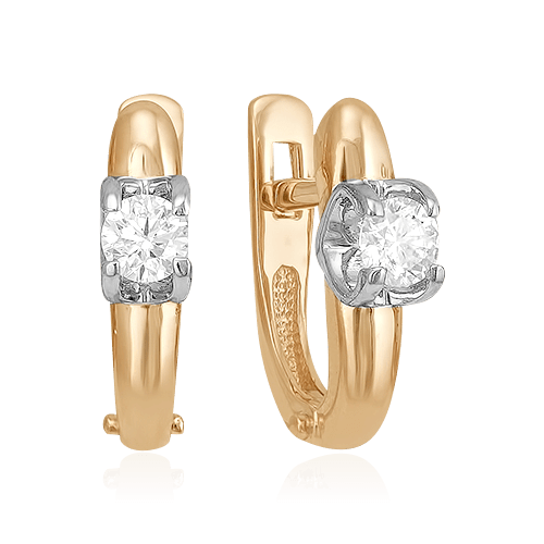 Серьги с бриллиантами из комбинированного золота 585 пробы (арт. 63696)