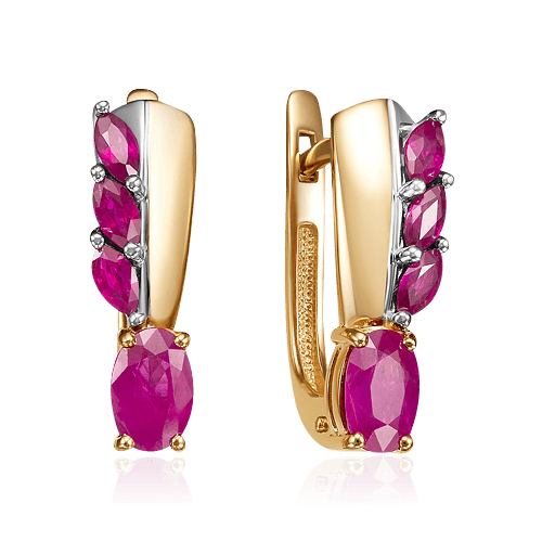Серьги с рубином из красного золота 585 пробы (арт. 68422)