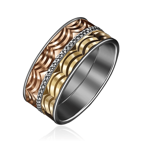 Обручальное кольцо без вставок из комбинированного золота 585 пробы (арт. 83193)