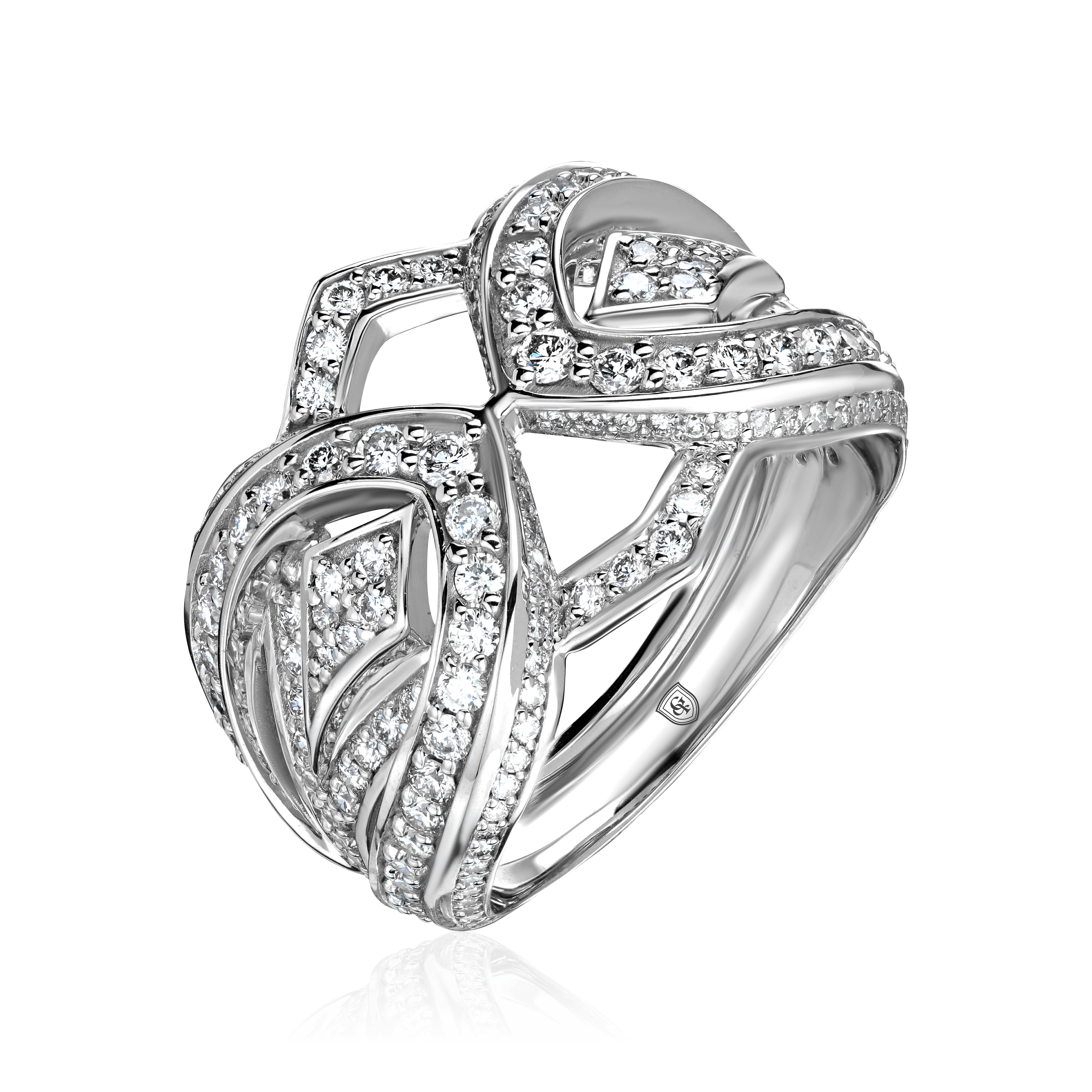 Кольцо с бриллиантами из белого золота 585 пробы (арт. 104279)