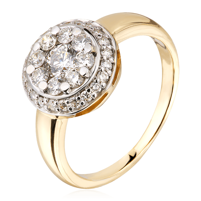 Кольцо с бриллиантами из желтого золота 585 (арт. 75761)