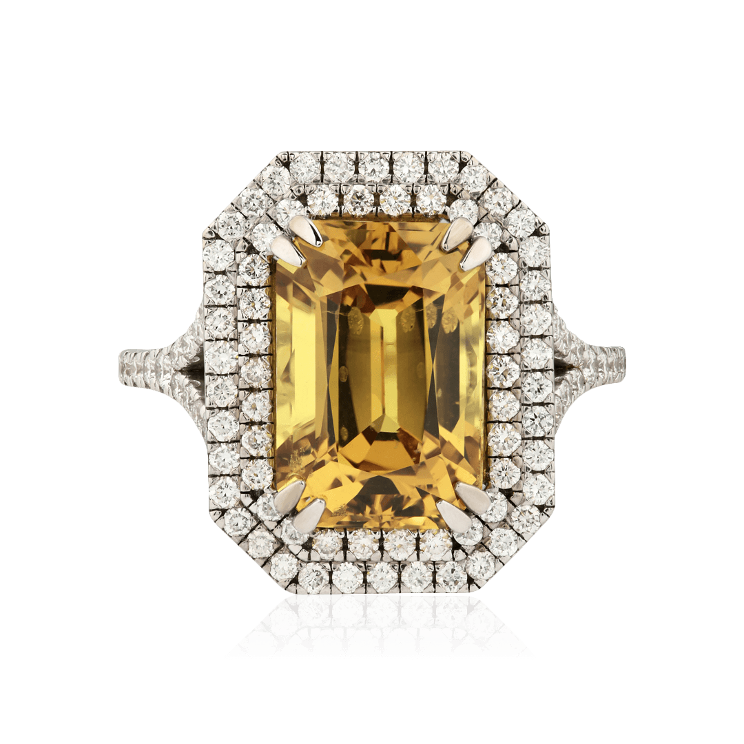 Кольцо с сапфиром, бриллиантами из белого золота 750 пробы (арт. 98507)
