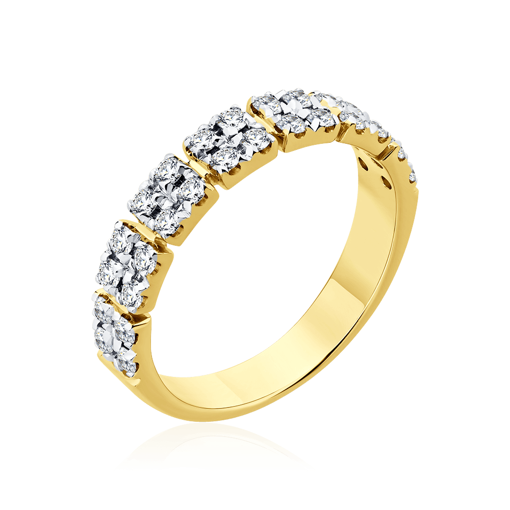Кольцо с бриллиантами из желтого золота 585 пробы (арт. 103301)