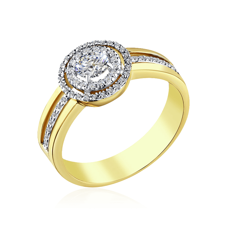 Кольцо с бриллиантами из желтого золота 585 пробы (арт. 101416)