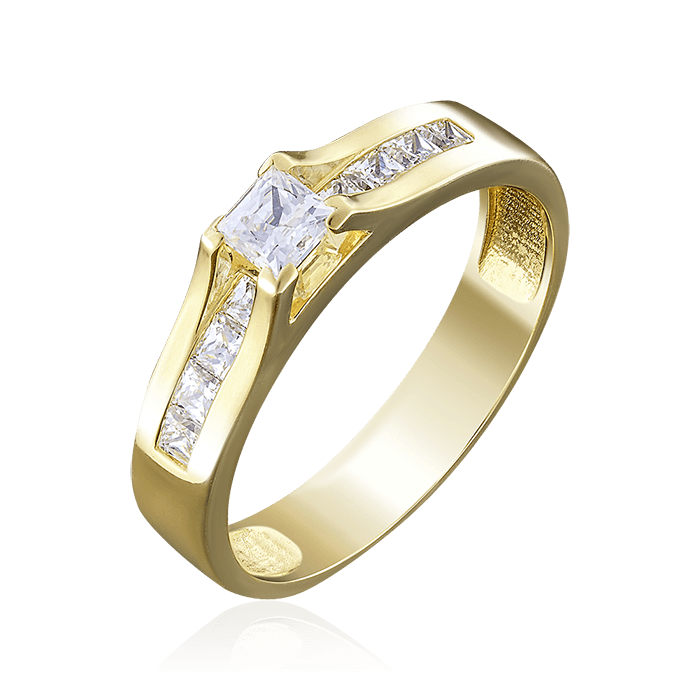 Кольцо с бриллиантами из желтого золота 585 (арт. 73582)