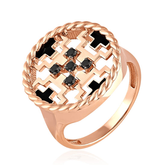 Кольцо с бриллиантами из красного золота 585 (арт. 44325)