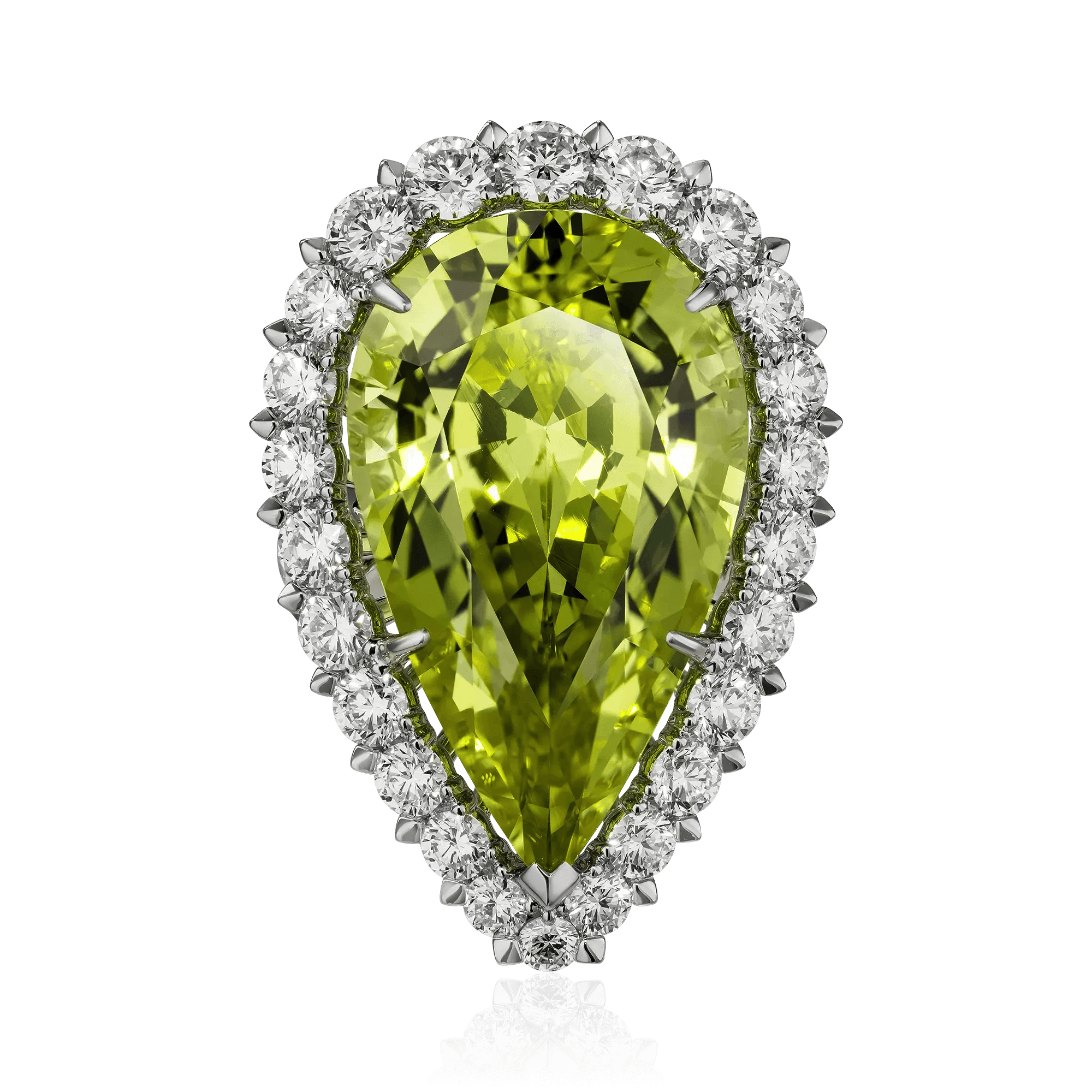 Кольцо с бриллиантами, хризобериллом из белого золота 750 пробы, фото № 2