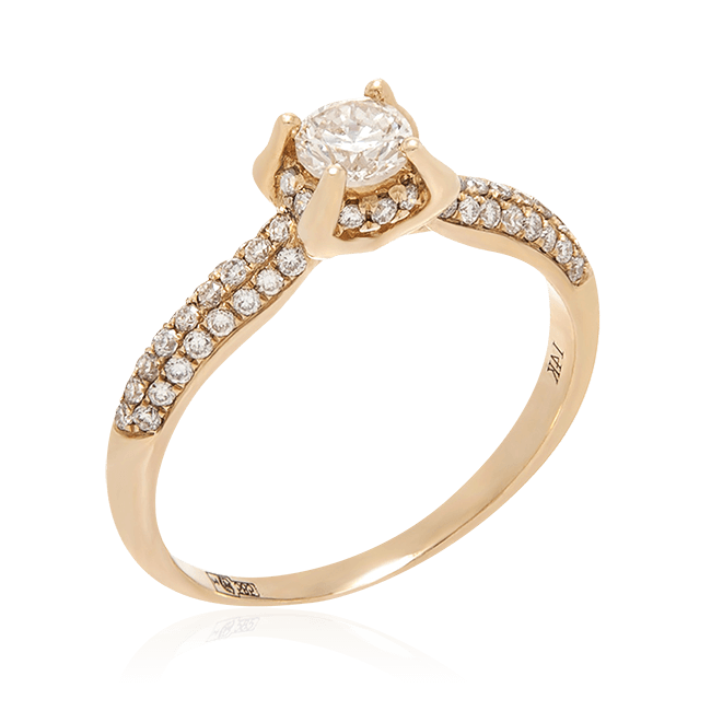 Кольцо с бриллиантами из желтого золота 585, фото № 1