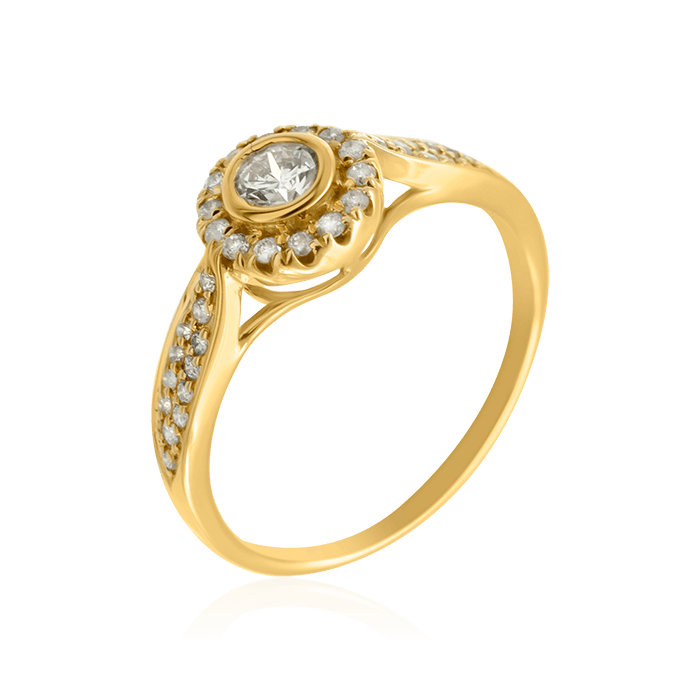 Кольцо с бриллиантами из желтого золота 585 (арт. 71367)