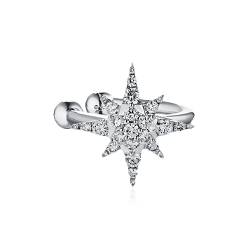 Кафф в виде звезды с бриллиантами из белого золота 750 пробы, фото № 1