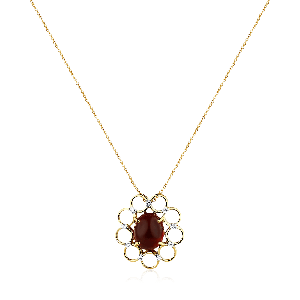 Колье с рубином, бриллиантами из желтого золота 585 пробы (арт. 98380)