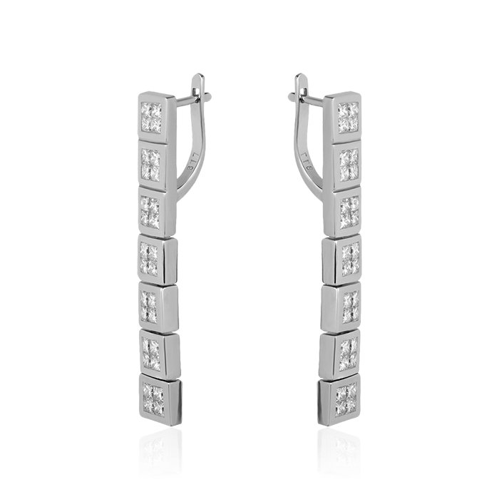 Серьги с бриллиантами из белого золота 750 пробы (арт. 76524)